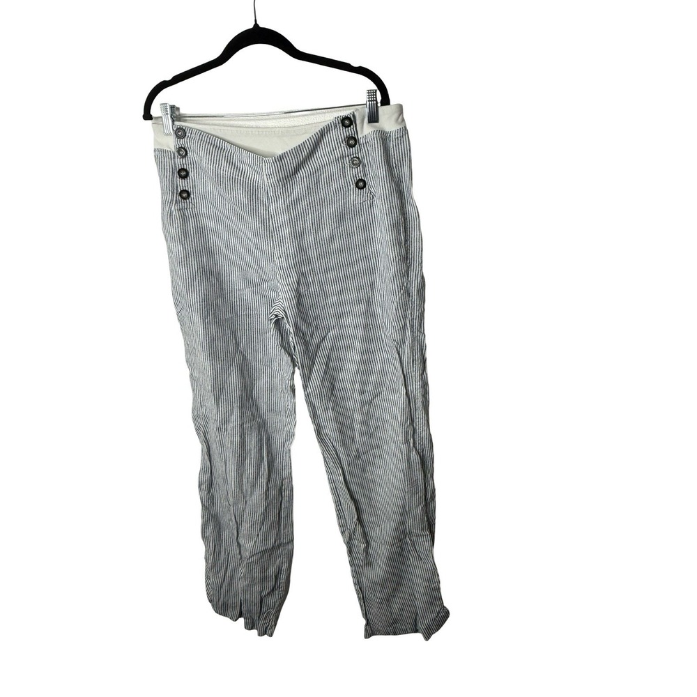 Vintage  Hard Tail Forever Railroad Stripe Pants Sailor Button Wide Leg L